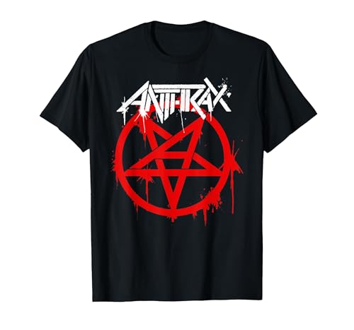 Anthrax Red Pentagram Logo T-Shirt, Men, Black, Medium