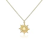halskette sonnenuhr Feine, sommerliche Kette mit modernem Sonnen Anhänger Look aus echtem 925 Sterling Silber. Kettenlänge verstellbar zwischen 40 und 48 cm.