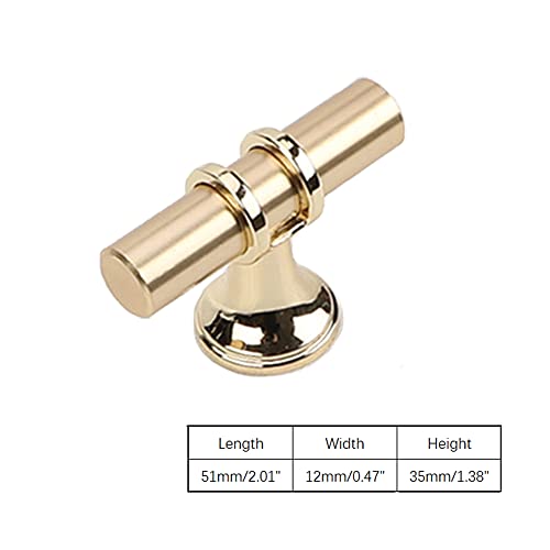 Dreneco 2 Pack Zinc Alloy Cabinet Knobs and T Bar Handles (Single Hole, Gold), Gold+gold - Image 3