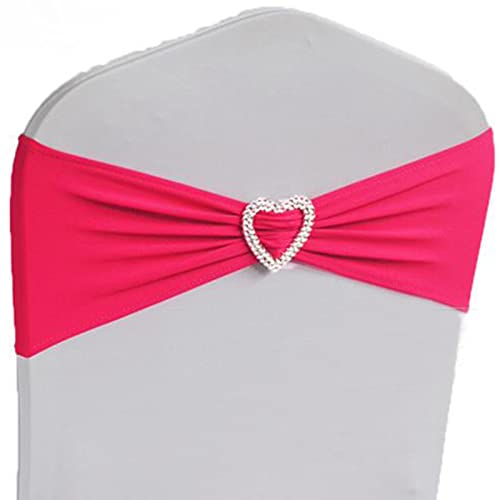 KALGHI 10 Stück 50 Stück elastische Spandex-Stuhl-Schärpe-Bögen SWedding-Stuhl-Band-Schärpe-Krawatten mit Herz-Schnalle Hotel-Party-Event-Dekoration-Dark Purple,50pcs