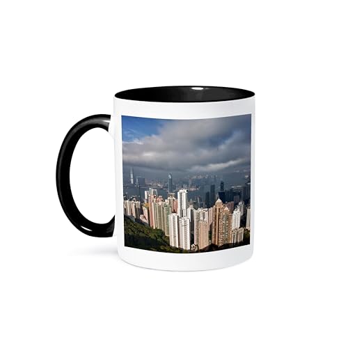 3dRose China, Hong Kong, Downtown area of Hong Kong. 11oz Two-Tone Black Mug