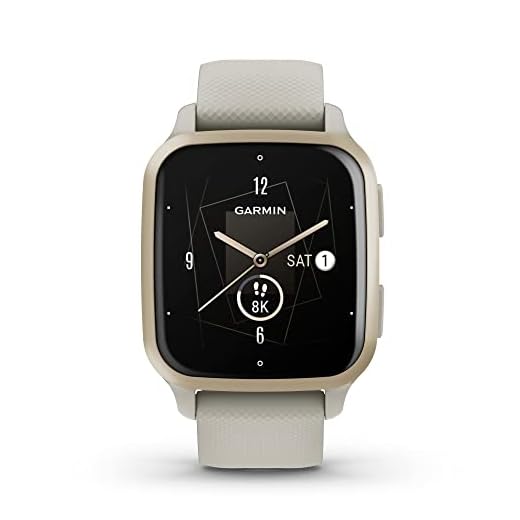 Garmin Venu Sq 2 - Edição de música, Smartwatch GPS, Monitoramento de saúde durante todo o dia, Duração da bateria de longa duração, Tela AMOLED, Ouro creme e cinza francês, Modelo: A04390