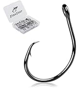 FishTrip Inline Circle Hooks Saltwater, 25pcs Fishing Catfish Hooks for Saltwater & Freshwater, L...
