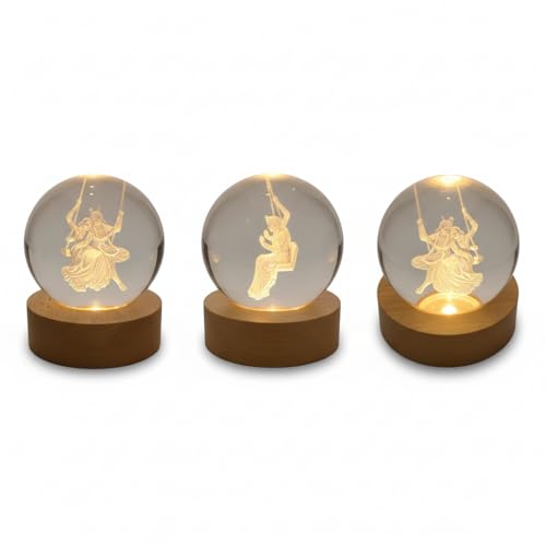 HOMELYHARBOR 3D Radha Krishna Crystal Ball LED Swing Radha Krishna - Image 5