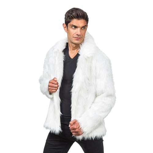 Chaks - Manteau de fourrure pour adultes, veste courte en fausse fourrure, pour carnaval, festival,...