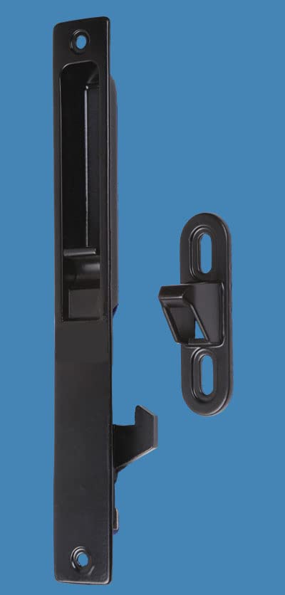 Image of Metal Body Concealed Handel-Cum-Latch for Aluminium Sliding Door & Windows Lock Set of 1 Pair (Black)