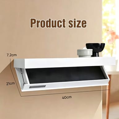 Mensola Scomparto Segreto, Mensola Galleggiante con Cassetto Nascosto a Scomparsa, Scaffale a Muro Svuotatasche in Legno Moderno per Casa, Ufficio, Camera e Ingresso (40cm)