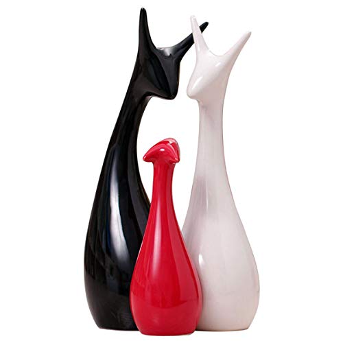 ExcLent 3 Unids/Set Figuras De Cerámica Familia De Cerámica Decoraciones De Porcelana Negro/Blanco/Rojo Cover
