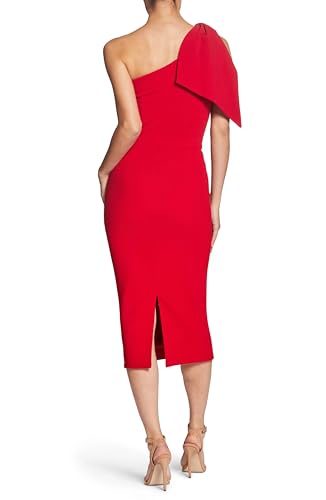 Image of Dress the Population Womens Tiffany One Shoulder Bow Detail Midi Sheath Dress