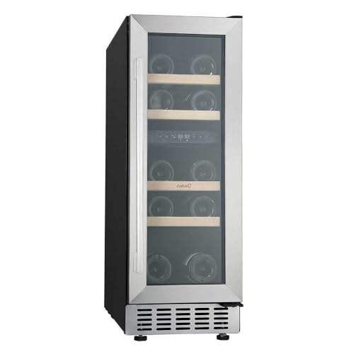 Cata Vinoteca VI 30117X No Frost Encastre Capacidad 17 Botellas Ancho 15 cm Control Electrónico Panel Touch LED Puerta Reversible Gran Potencia 80W Color Gris Inox