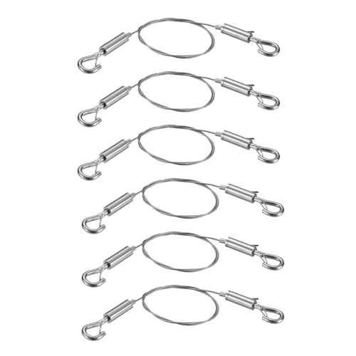 Image of uxcell 6pcs Picture Hanging Wire Kit, 0.5m x 1.5mm Heavy Duty Picture Frame Hanging Wire Rope with Adjustable Hooks, Load 90 Kg /198 Lbs, for Hanging Artwork, Mirrors, Frames, Paintings