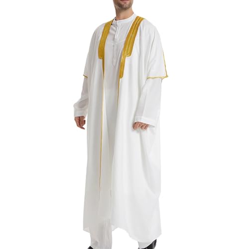 Qamis Homme Priere Djellaba Homme À Manches Longues Caftan Abaya Marocaine Robe De Priere Islamique Vêtement Musulman Moyen-Orient Boubou Africain Arabe...