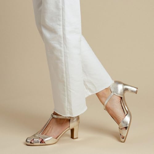 Women's Block Heel Mary Jane Pumps Ankle T-Strap Round Toe Heeled Sandals Chic CutOut Closed Toe Casual Dressy Dance High Chunky Heel Summer Shoes for Women4