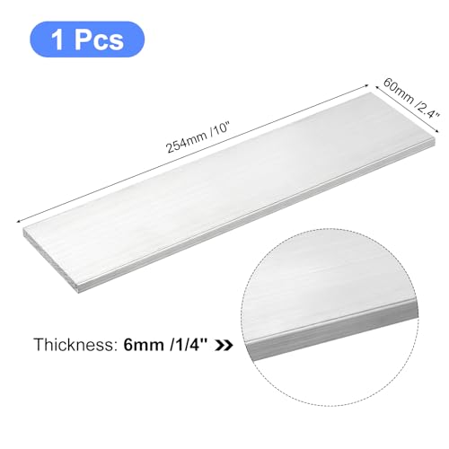 Image of uxcell Square Aluminum Flat Bar, 1 /4 inch Thick 2.4 inch Width 10 inch Length Square Aluminum Bar 6061 Aluminum Flat Plate, 6 x 60 x 254mm T6511 Solid New Mill Stock for Industrial Building