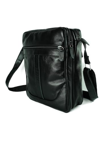 bolsa masculina transversal 100% couro bovino legítimo 015 Shoulder Bag (Preta)