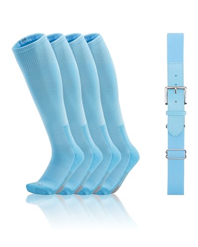QBK Youth Baseball Socks And Belt Toddler Softball Tee Ball Combo Set for Boy Girl (2 Pairs of Socks & 1 Belt)