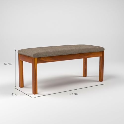 Image of Sheesham Wood 4 Chair with 1 Bench Dining Table Set with Cushioned Chairs for Dining Room | Living Room | Home & Office | (6 Seater with Bench, Honey B)