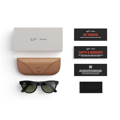 Image of Ray-Ban Meta 2 Wayfarer Large Matte Black, Graphite Pol | Smart AI Glasses for Men, Women. 12 MP Camera, Open-Ear Speakers for Audio, Video Recording and Bluetooth. Green Lenses. Wearable Tech.