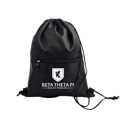 Sorority Shop Mochila Beta Theta Pi Fraternity preta com cordão, bolsa esportiva, transporte de viagem, Preto, One Size, preta