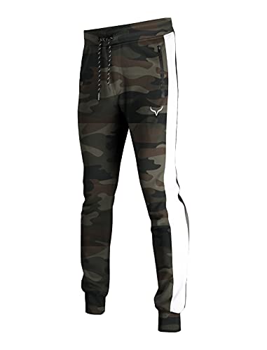 Image of Screenshot SPORTS-A4053 Mens Premium Slim French Terry Spandex Fleece Pants - Athletic Jogger Fitness Workout Gym Zipper Pockets