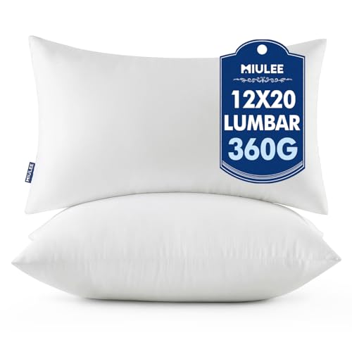 MIULEE 12x20 Throw Pillows Inserts 2 Pack Decorative Pillows for Couch Bed