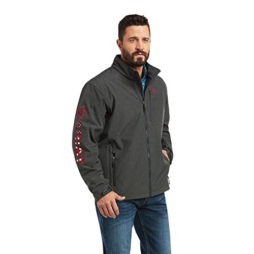 ARIAT Men's Logo 2.0 Softshell Jacket, Char/Americana, Size XX-Large