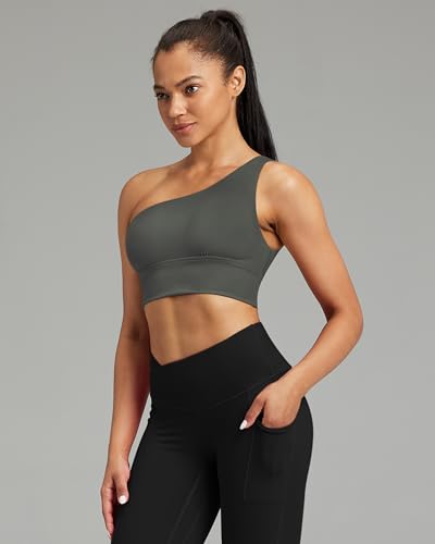 Image of Queenie Ke Womens One Shoulder Sports Bra Left Side Strap Yoga Bras Gym Training Workout Crop Tops