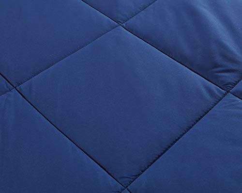 All American Collection Super Soft Reversible Down Alternative Comforter Set, Stitched Geometrical Diamond Pattern (Twin, Navy/Charcoal) #TOP5