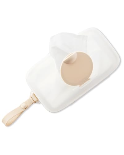 Image of Skip Hop Baby Wipes Dispenser Case, Holds Up to 40 Wipes, Grab & Go Travel Wipe Holder with Snug Seal, Oat