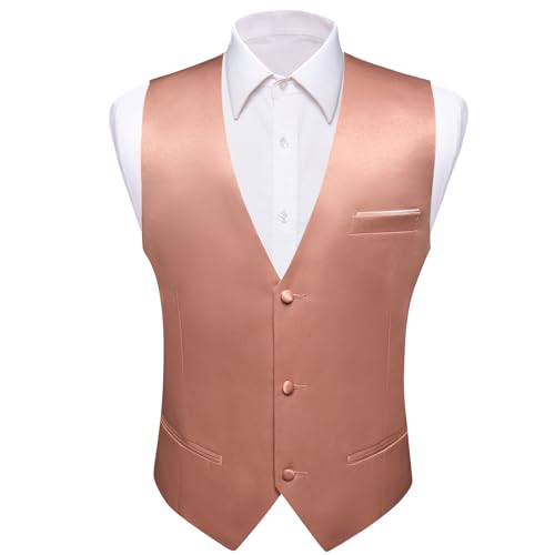 Image of Barry.Wang Mens Suit Vest Bow Tie Set 4PCS Formal V-neck Slim Fit Casual Solid Color Waistcoat Wedding Party Tuxedo