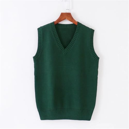 Men’S V-Neck Sleeveless Sweater Vest School Uniform Style Solid Knit Pullover3