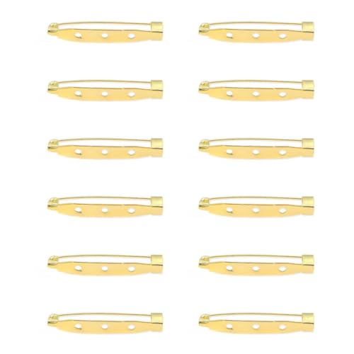 Image of Satra Traders Hole Metal Brooch Pin, Lock Pins, Backs Safety Clasp Brooch Pin, Jewelry Pins for DIY Craft Making | 100pcs (40mm 3 Hole-Golden)