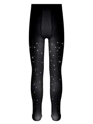 YEAHDOR Kids Girls Glittery Rhinestones Dance Tights Stretchy Footed Leggings Ballet Dance Practice Pantyhose4