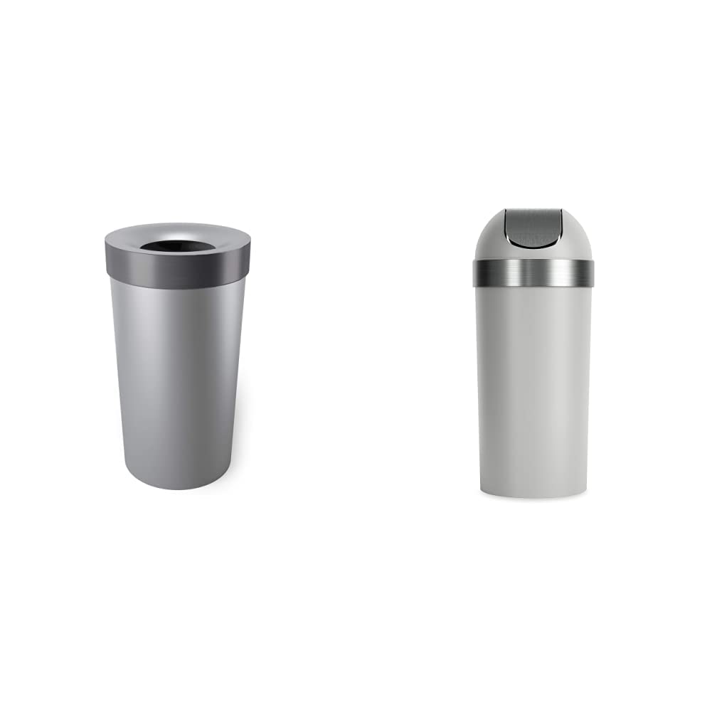 Umbra Poubelle à couvercle basculant Venti, plastique PP, noir, nickel, 72 L