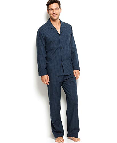 Club Room Long Sleeve Long Leg Pajama Set Black Watch 100% Cotton