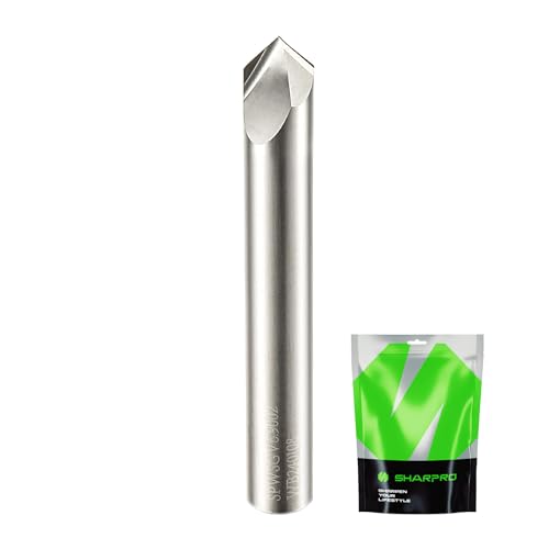 SHARPRO 90 Degree V Bit 1/4 Shank CNC, Engraving Bits for 2 Flute Groove Router bits on Wood, PVC, Plastic and Acrylic.