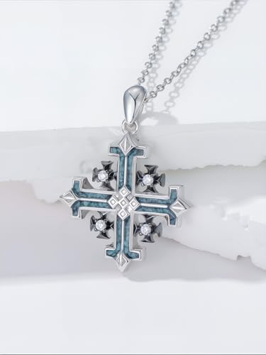 Hummingbird/Flower of Life/Jerusalem Cross/Phoenix Necklace 925 Sterling Silver Turquoise Pendant Jewelry for Women2