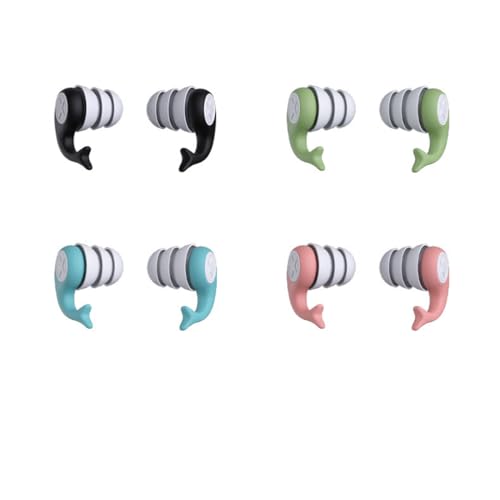 WUSJCOF Tapones para los oídos de silicona reutilizables e impermeables, 4 pares, ideales para natación, surf, snorkel y otros deportes acuáticos, con cancelación de ruido