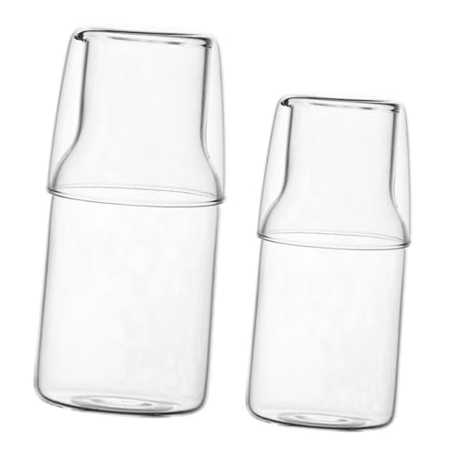COLLBATH 2 Sets Elegant Borosilicate Glass Water Carafe with Tumbler Bedside Accessory for Bedroom Living Office for Cold Beverages and
