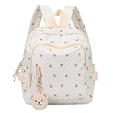 Phaoullzon Girls Mini Backpack Purse for Teens Small Aesthetic Backpacks with Bear Pendant