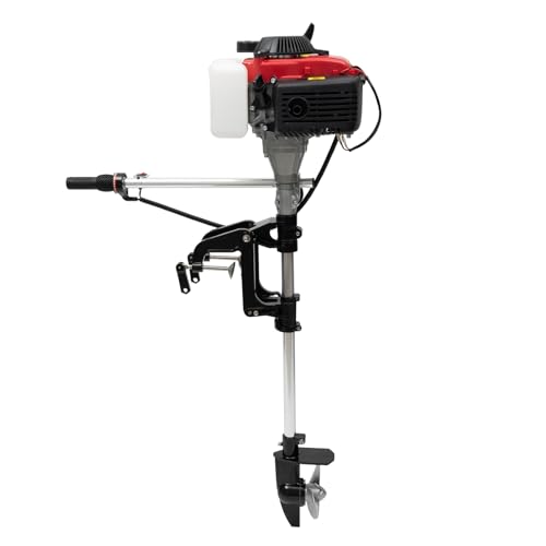 BYGOVICE 4 Stroke Outboard Motor, 1.6kw Heavy Duty Boat Engine Fishing Boat Motor w/Air-cooling Mode System for Inflatable Boat Kayak Canoe Sailboat, Speed Adjustable