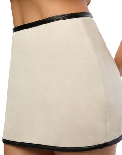 WEWOREWHAT Women's Leather Trim Mini Skirt3