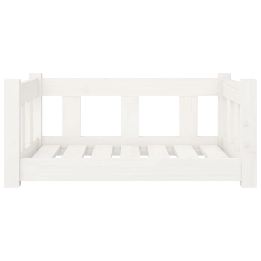 Homiuse Hundebett Weiß aus Massivholz Kiefer 65,5x50,5x28 cm - Katzenkorb Mit Stützenden Seitenwänden für Große und Mittelgroße Hunde