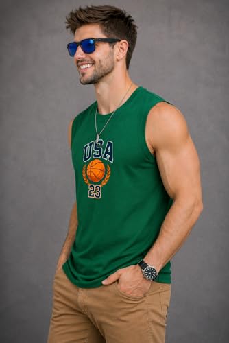 Image of JUGULAR Tank Tops Sleeveless T-Shirt for Men Gym Wear Vest Printed Stylish Round Neck Running for Sports Workout Fitness & Casual or Beach Wear