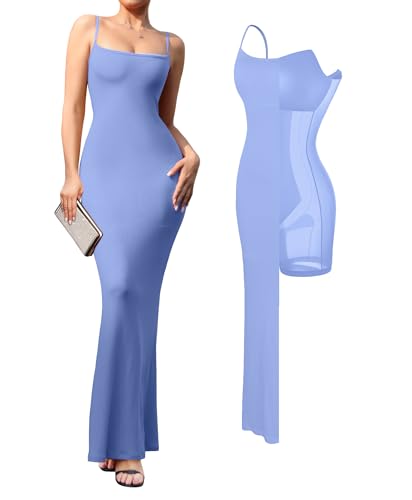 Image of Popilush Maxi Bodycon Dress with Built in Bra, Long Shapewear Dresses | Tummy Control, Floor-length, Formal Occasions, Wedding Guest and Engagement