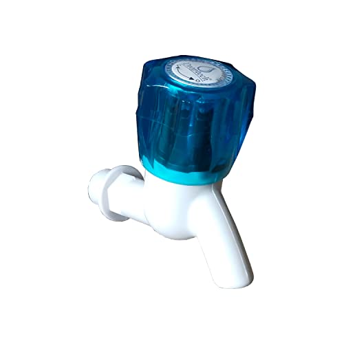 Image of Droptech Blue Crystal PVC Plastic Bib Cock /Water Taps for Kitchen Bathroom Wash Basins - Set of 12 (1 /2 inch, 15 mm) Type PVC Taps Faucet for Hot and Cold Water