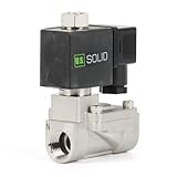 U.S. Solid Stainless Steel Solenoid Valve 1/2' - 110V 120V AC, Normally Open, 4.4-232 PSI, Pilot-Operated...