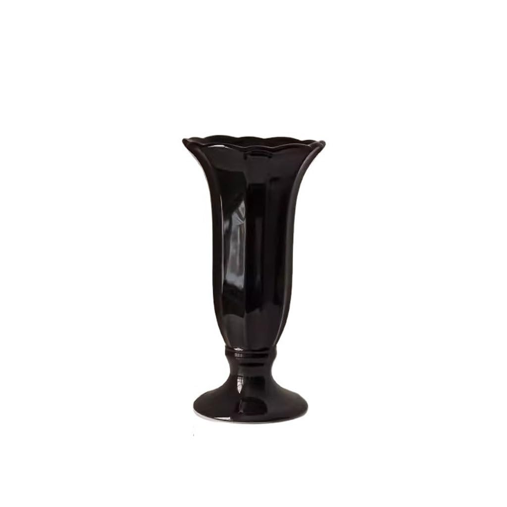 Vaso Vaso Giglio in ceramica bianca composizione floreale ornamento crema arte europea porcellana bianca Vaso In Ceramica(Black)