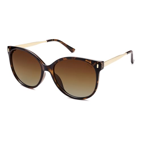 SOJOS Round Polarized Sunglasses for Women Men Oversized Trendy UV Protection Shades,Brown/Brown