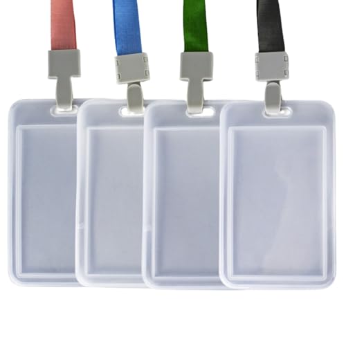 Kit 4 Porta Crachá Cartão Transparente Cordão Cores Sortidas
